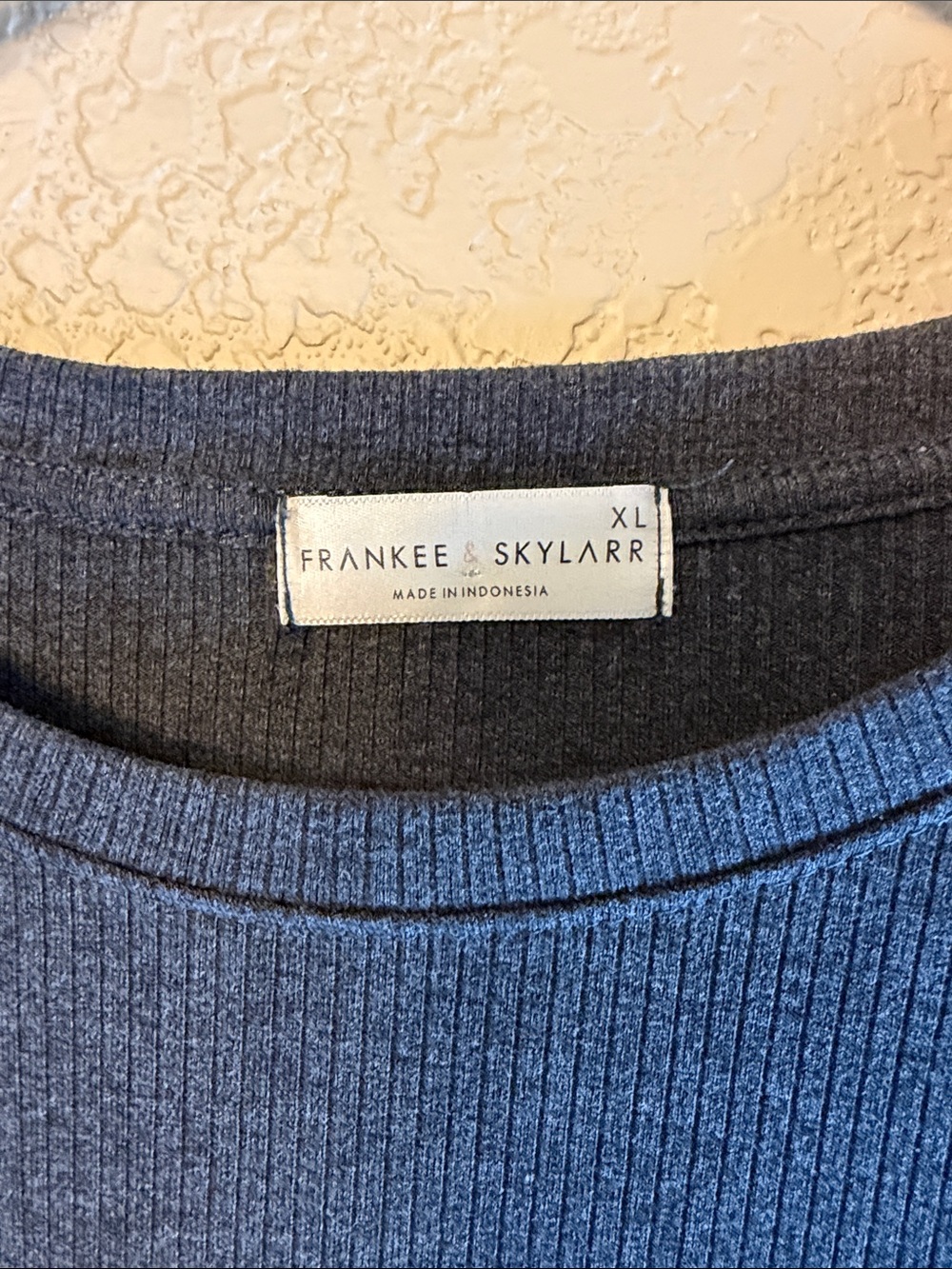 Long Sleeve Ribbed Tee - Blue - Picture 3 of 3